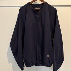 FootJoy Pullover Mens Large Navy Golf Windshirt V Neck Zip Pockets FJ Logo‎